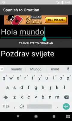 Spanish to Croatian Translator android App screenshot 2